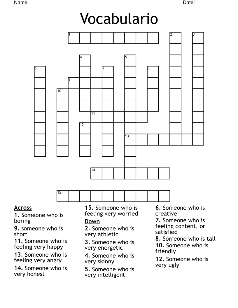 Vocabulario Crossword