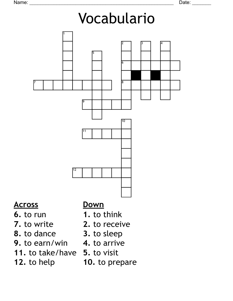 Vocabulario Crossword