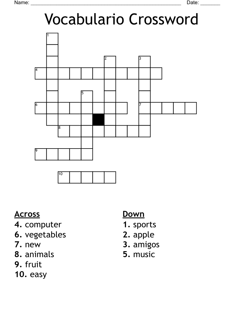 Vocabulario Crossword