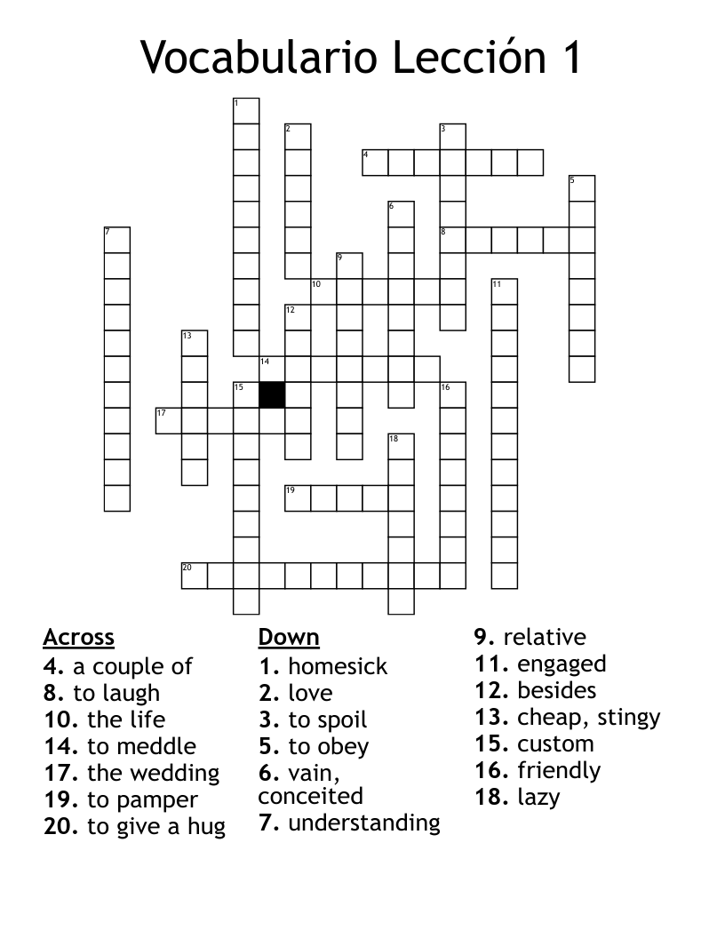 Vocabulario Lección 1 Crossword