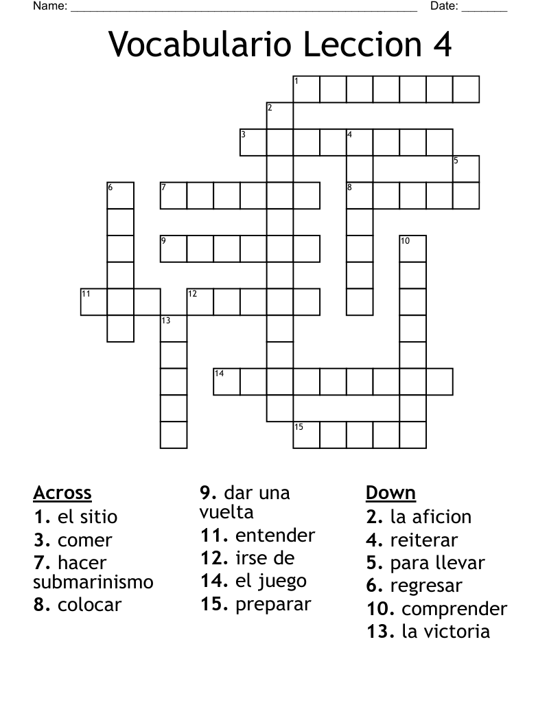 Vocabulario Leccion 4 Crossword