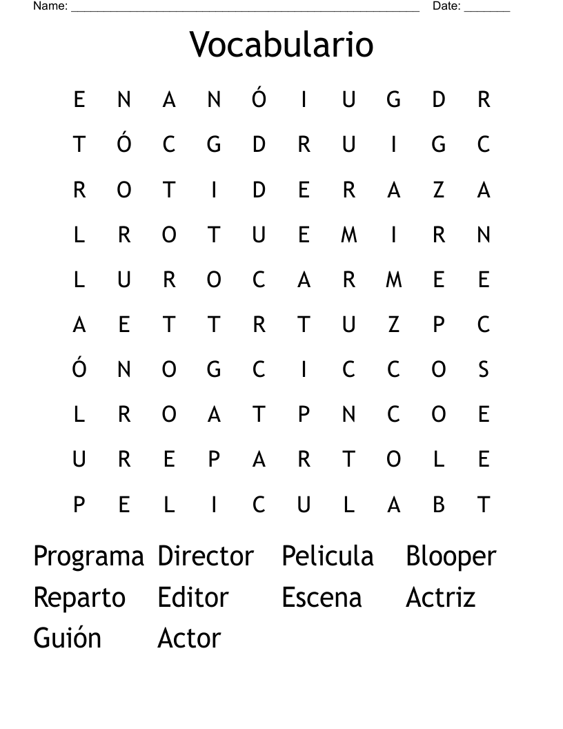 Vocabulario  Word Search