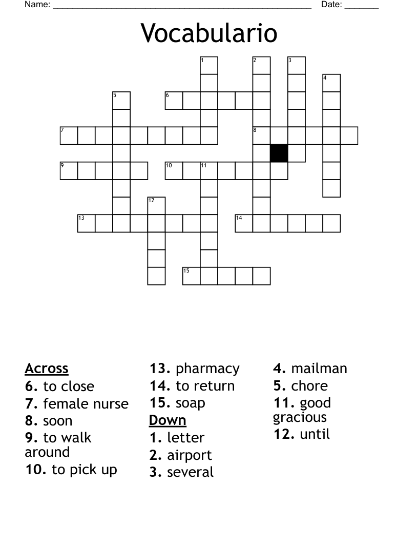 Vocabulario  Crossword