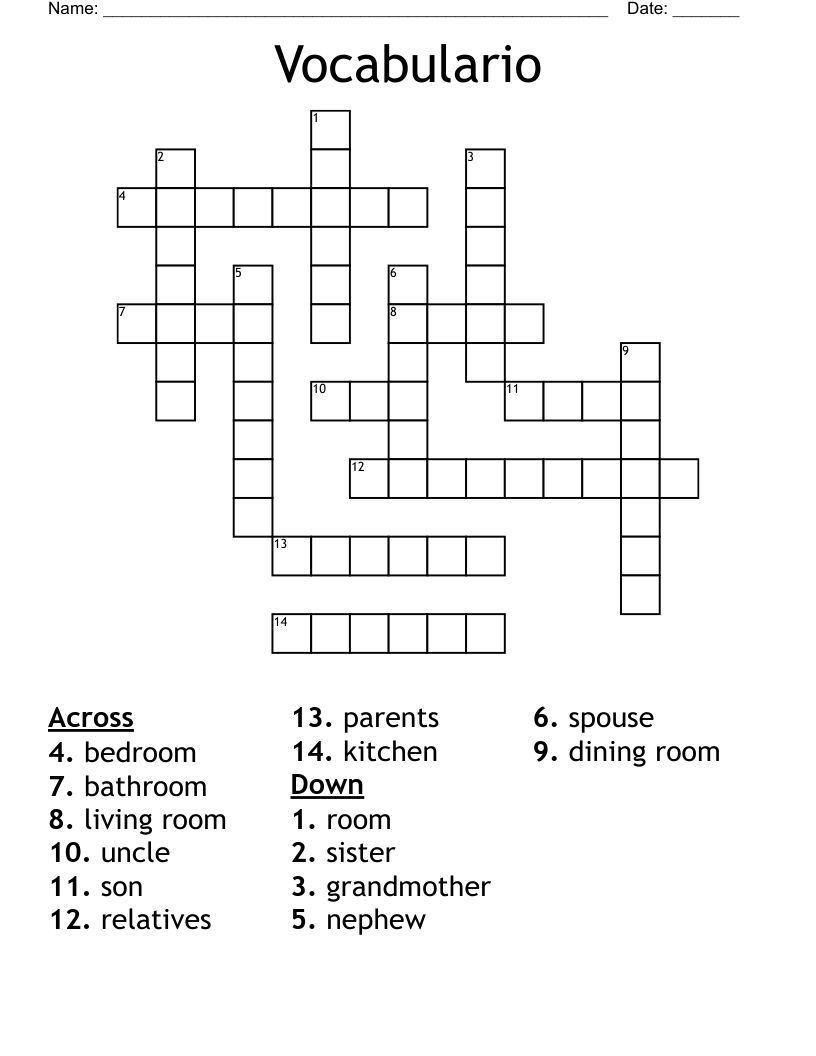 Vocabulario  Crossword