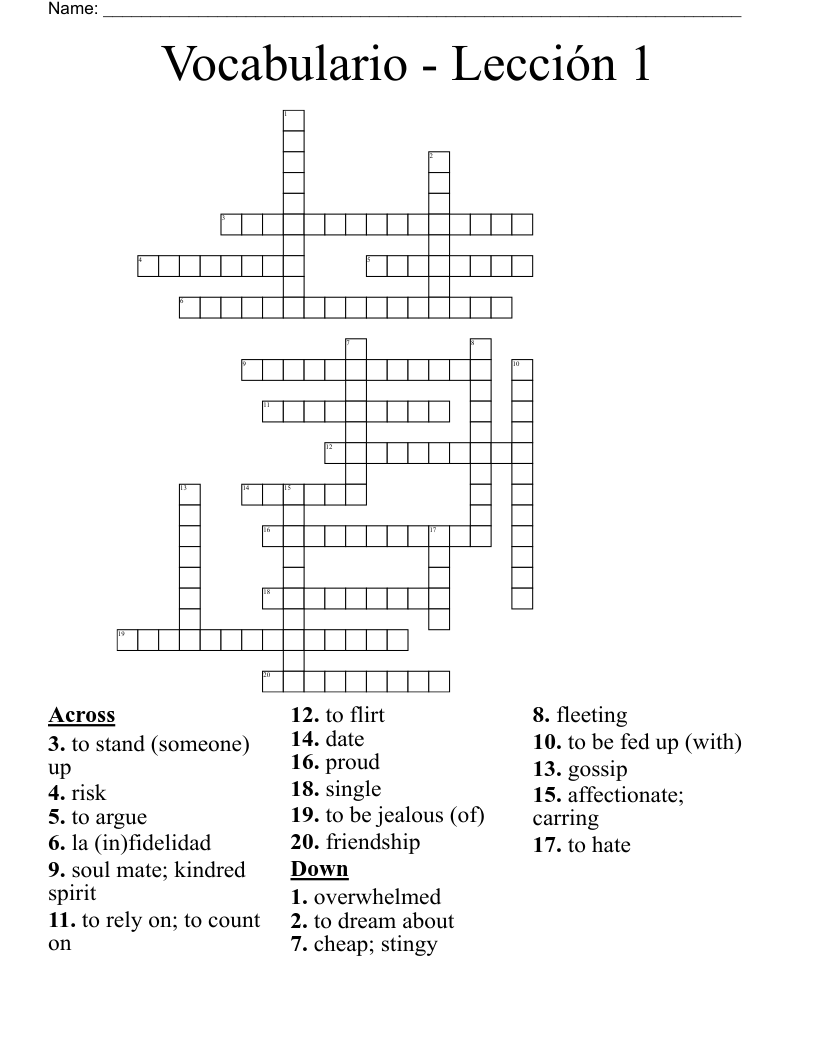 Vocabulario - Lección 1  Crossword