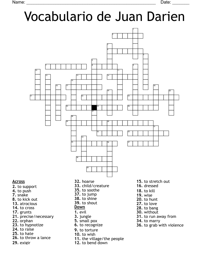 Vocabulario de Juan Darien Crossword
