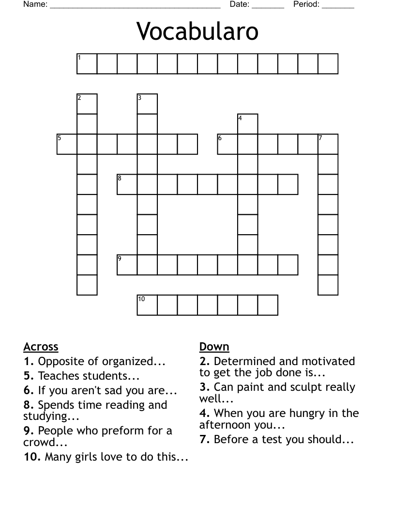 Vocabularo Crossword