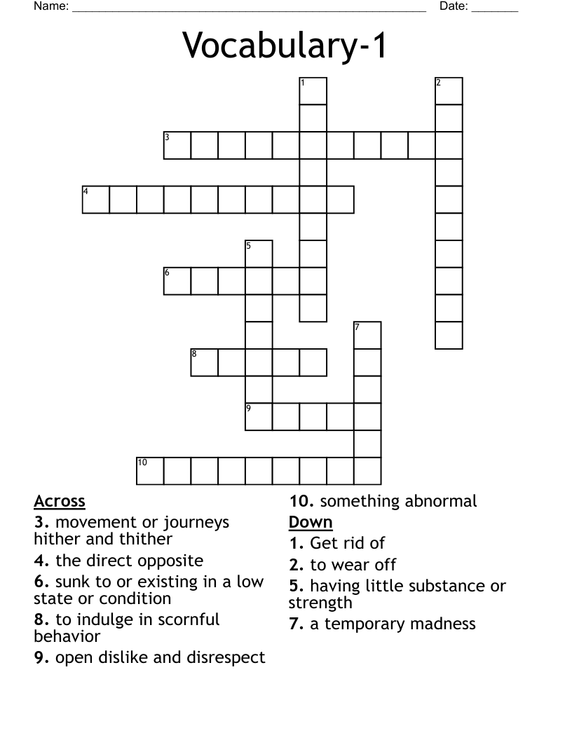 Vocabulary-1 Crossword