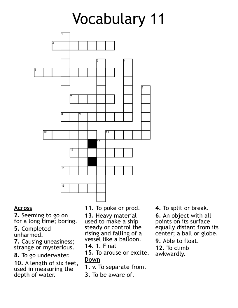 Vocabulary 11 Crossword