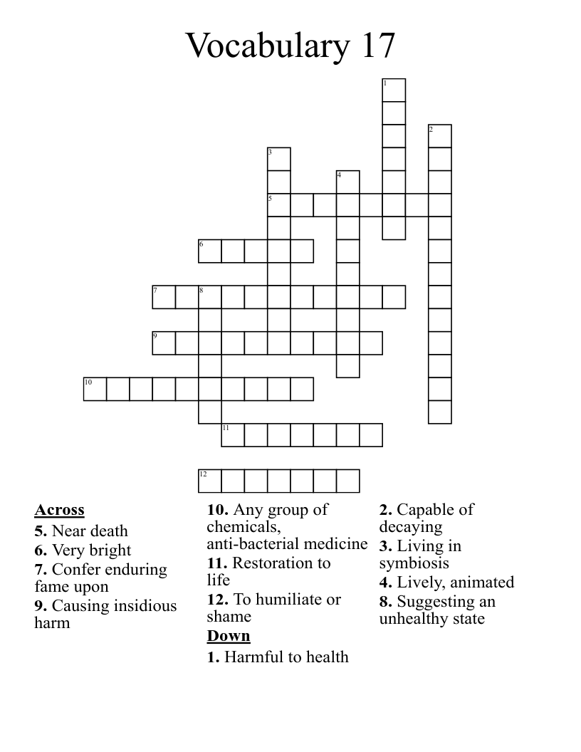 Vocabulary 17 Crossword