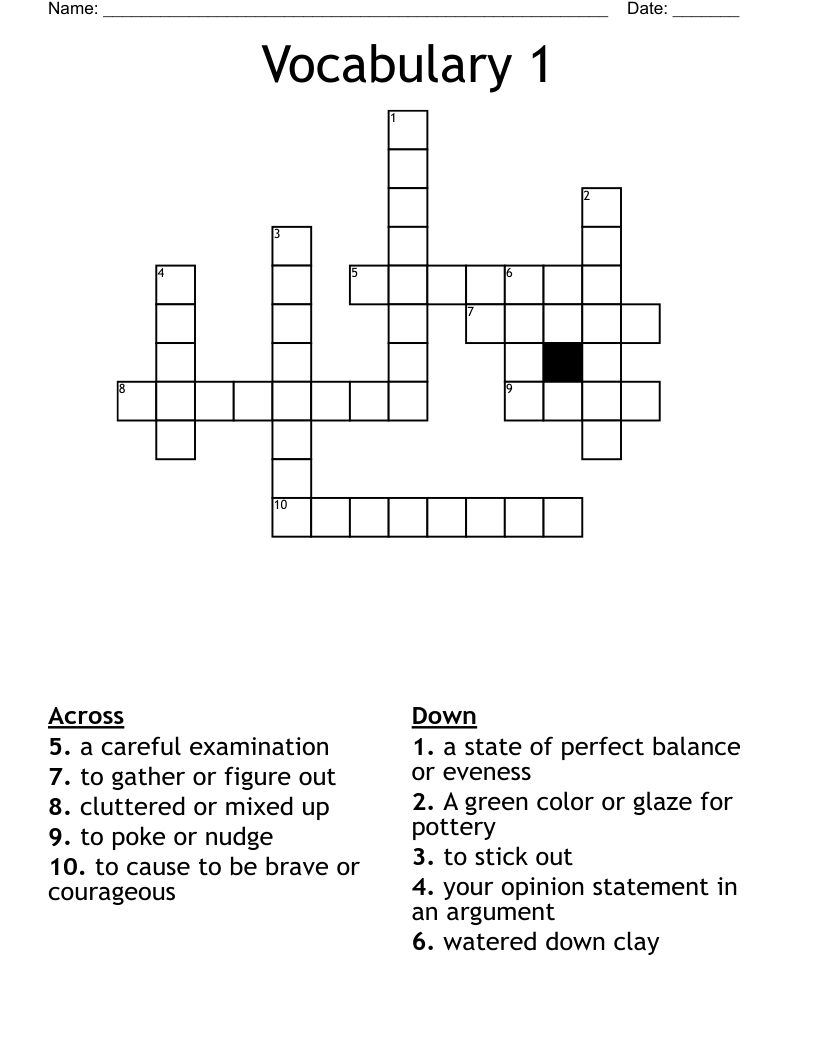 Vocabulary 1 Crossword