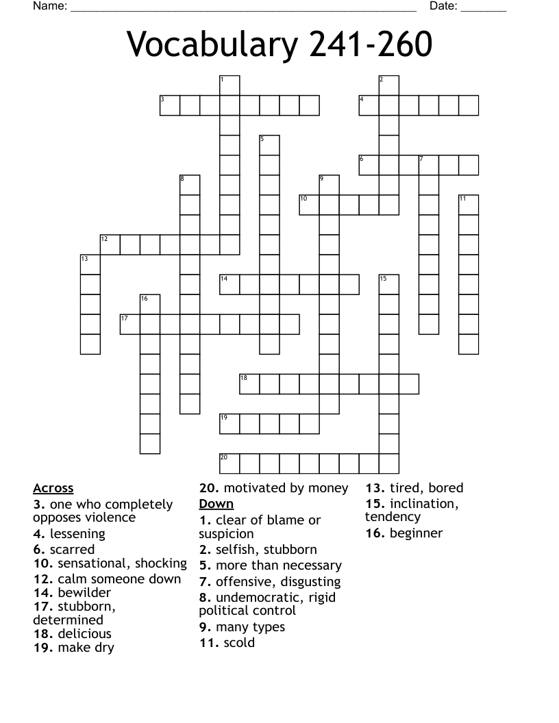Vocabulary 241-260 Crossword