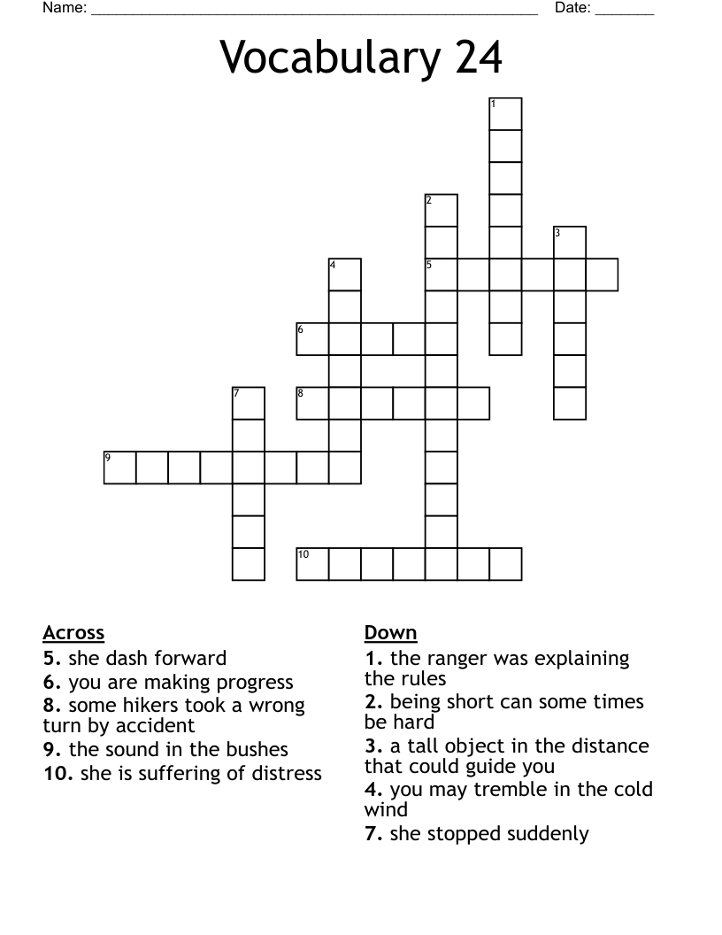Vocabulary 24 Crossword