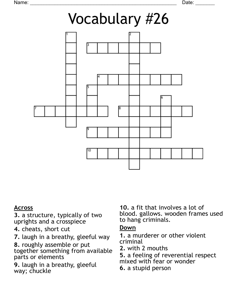 Vocabulary #26 Crossword