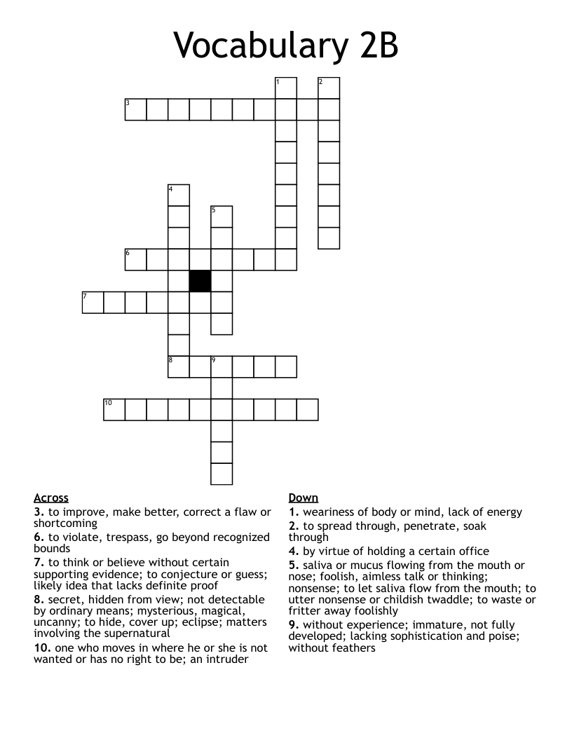 Vocabulary 2B Crossword