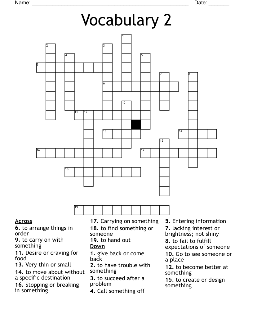 Vocabulary 2 Crossword