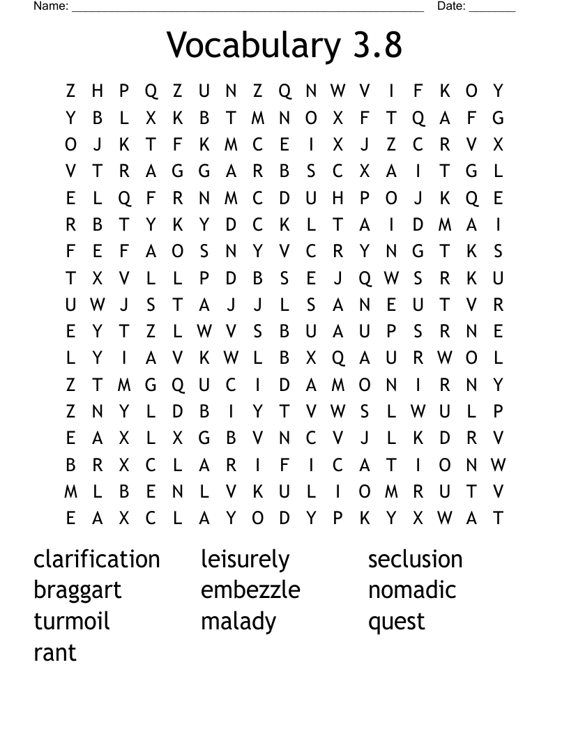 Vocabulary 3.8  Word Search