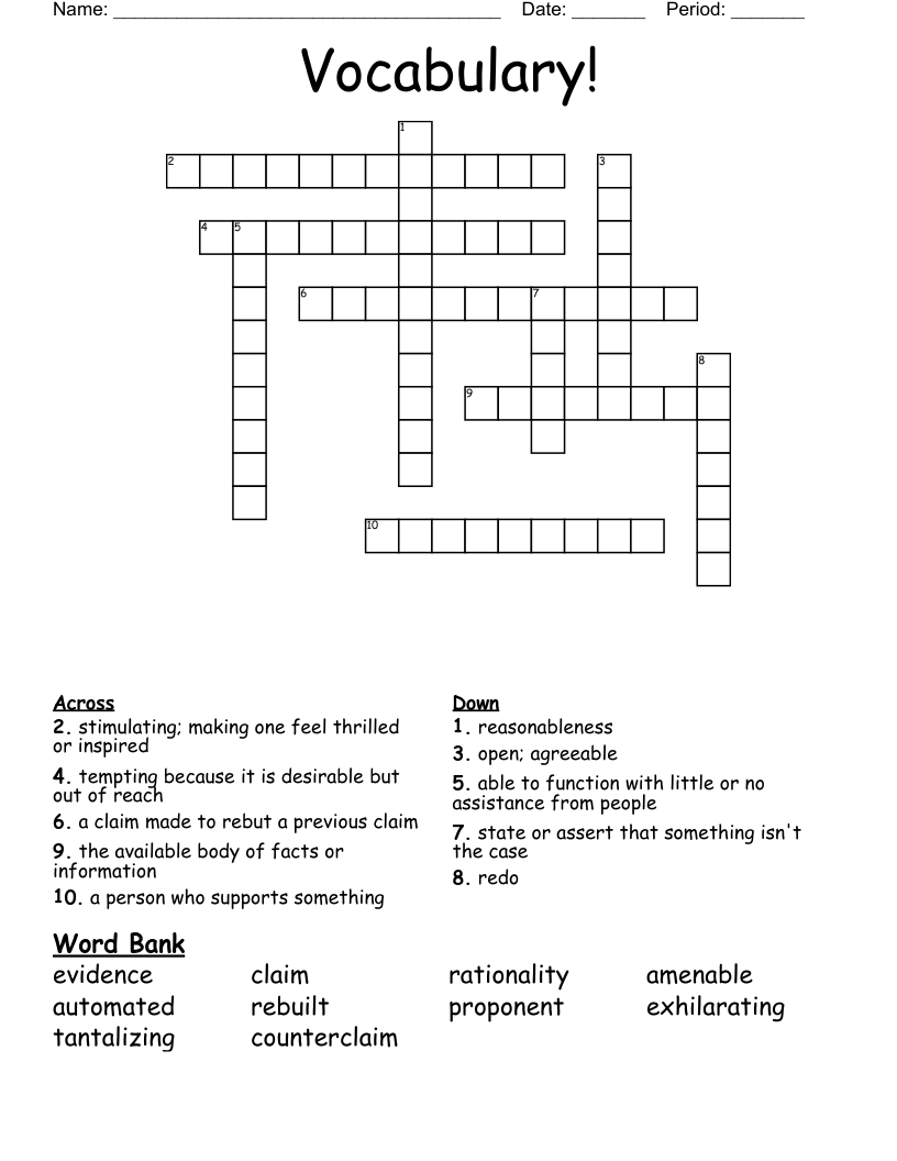 Vocabulary! Crossword