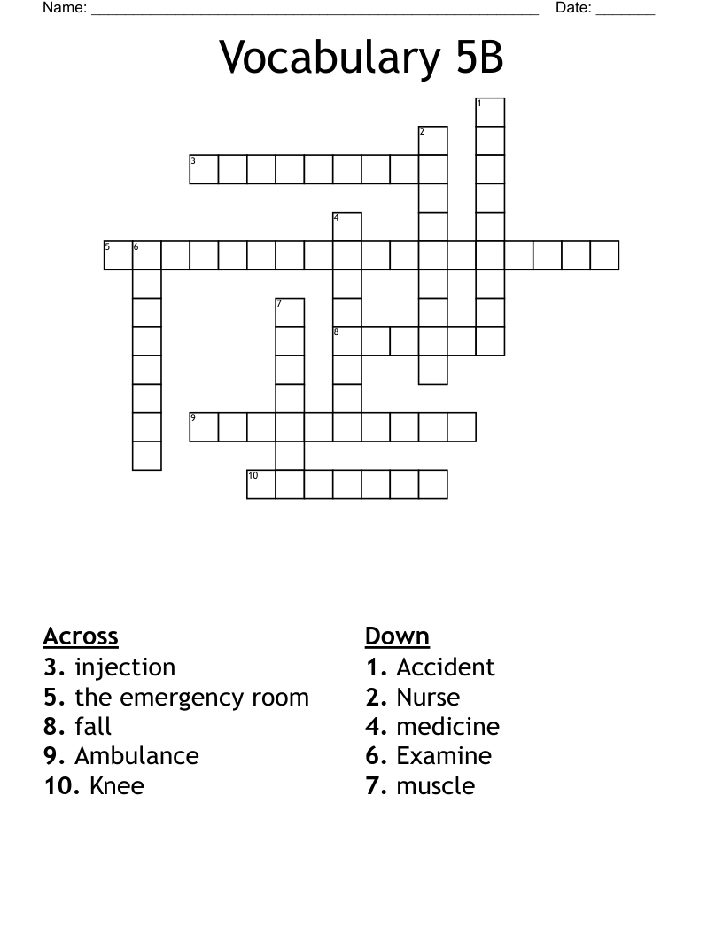 Vocabulary 5B Crossword