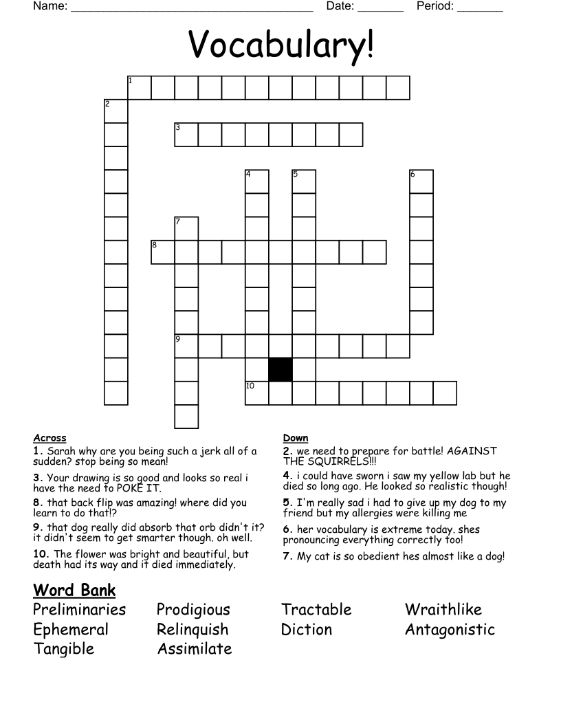 Vocabulary! Crossword