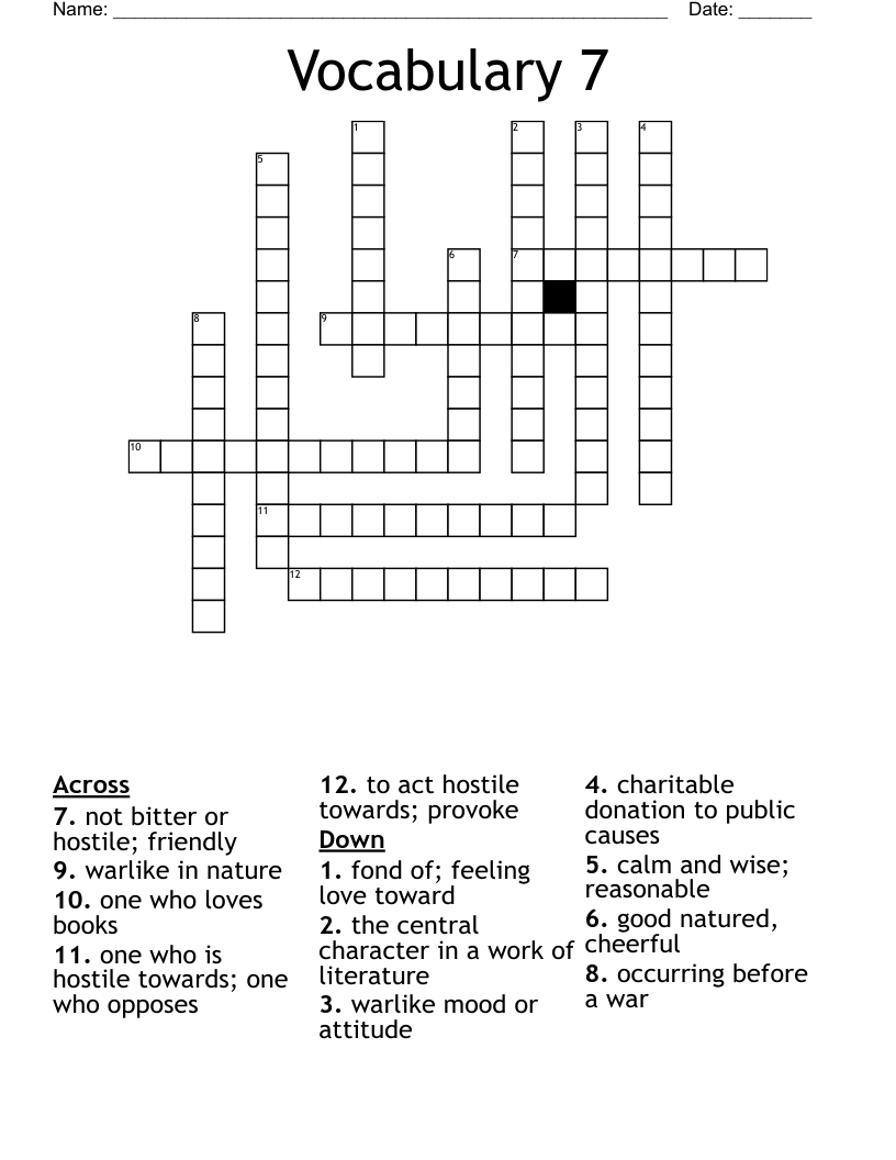 Vocabulary 7 Crossword