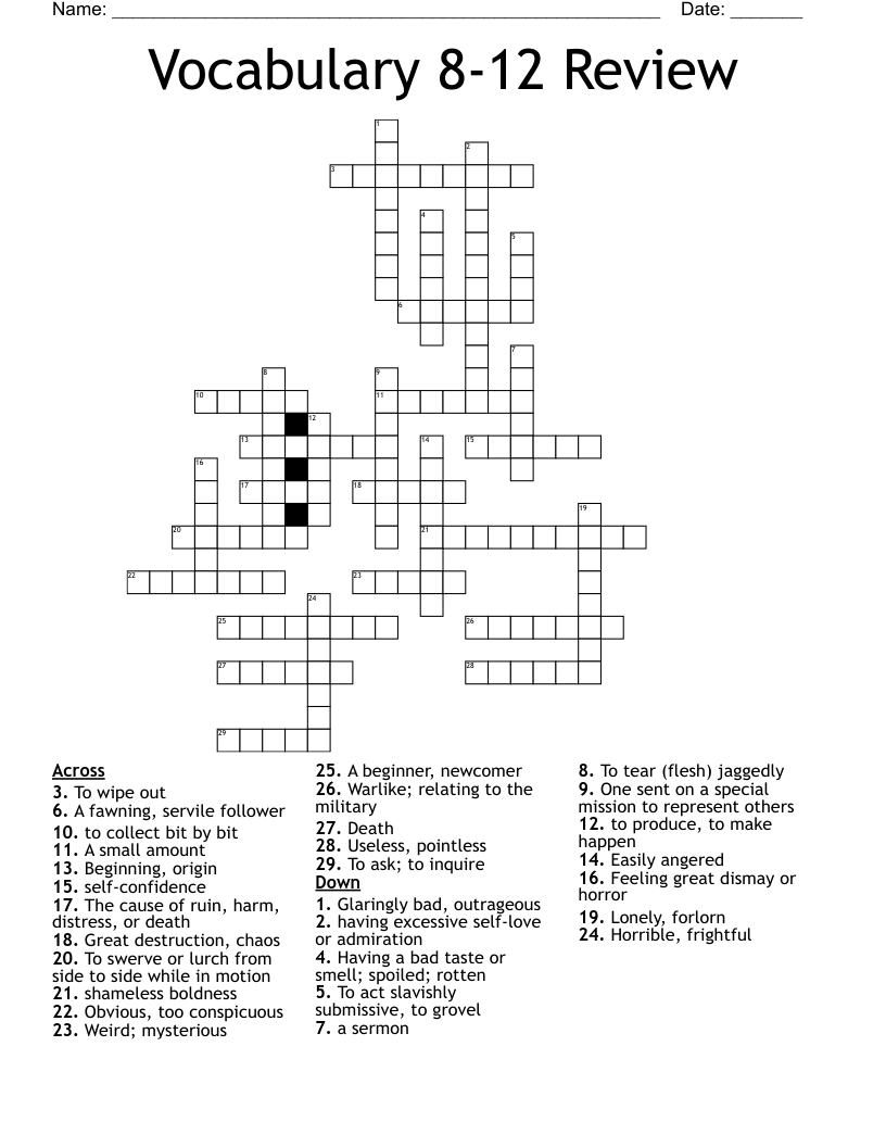 Vocabulary 8-12 Review Crossword