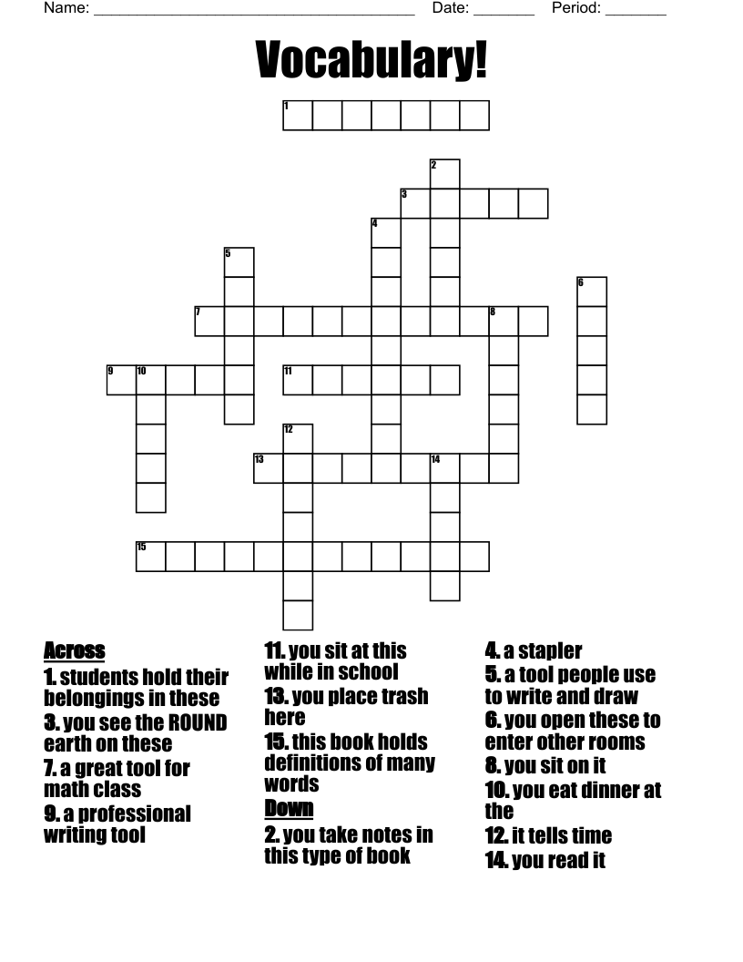 Vocabulary! Crossword