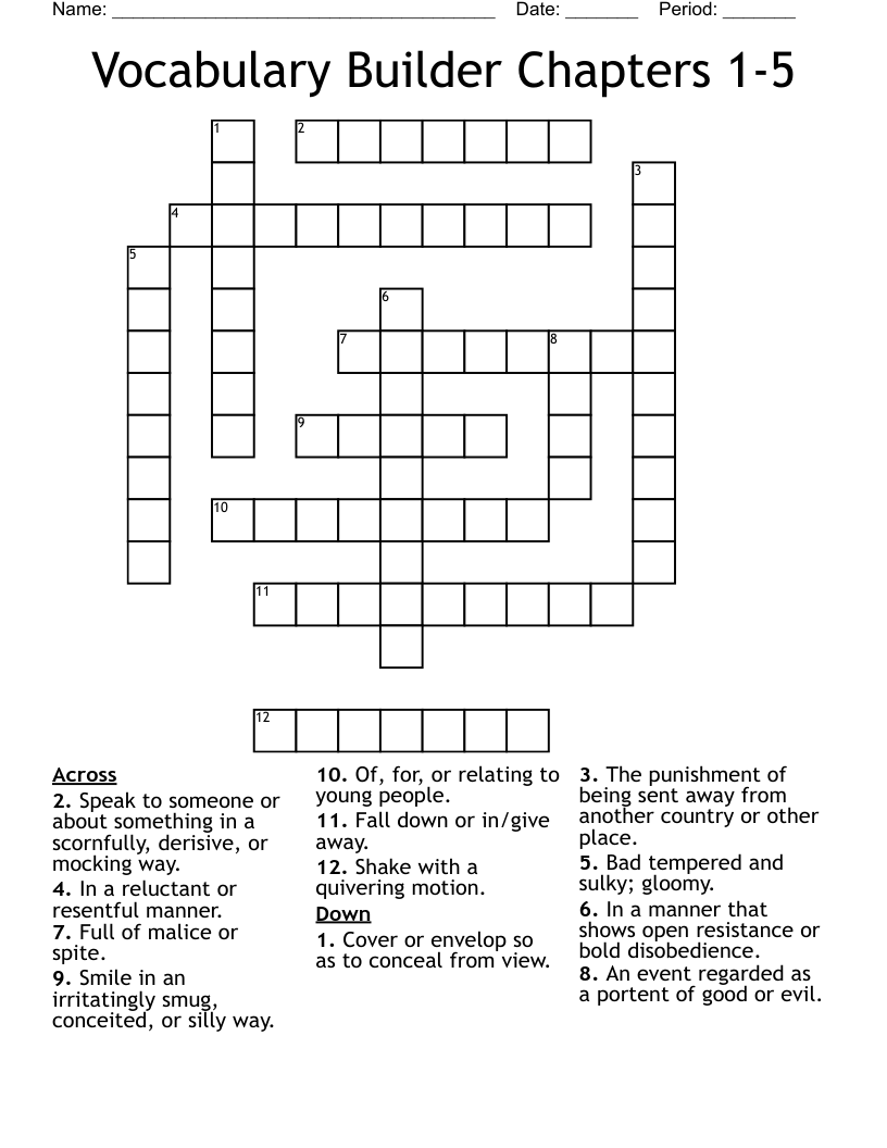 Vocabulary Builder Chapters 1-5 Crossword