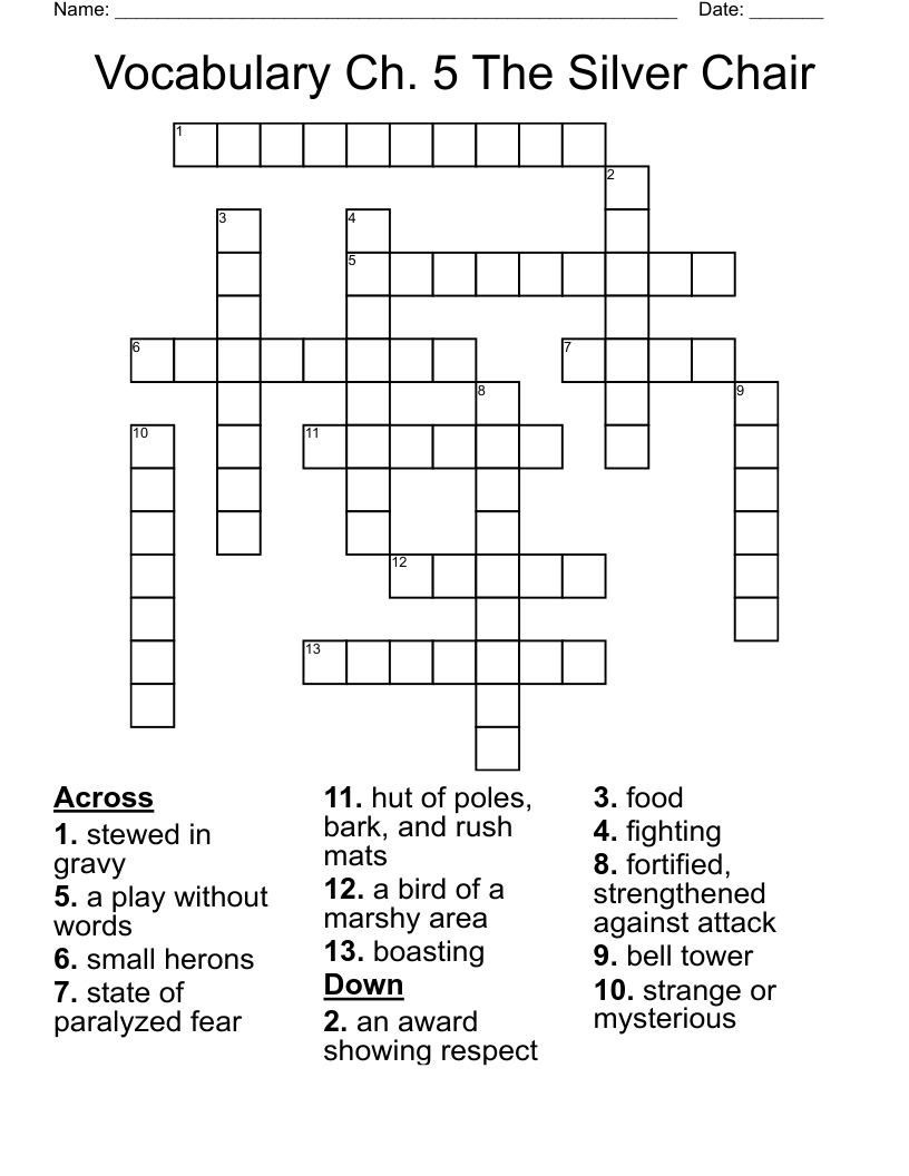 Vocabulary Ch. 5 The Silver Chair Crossword