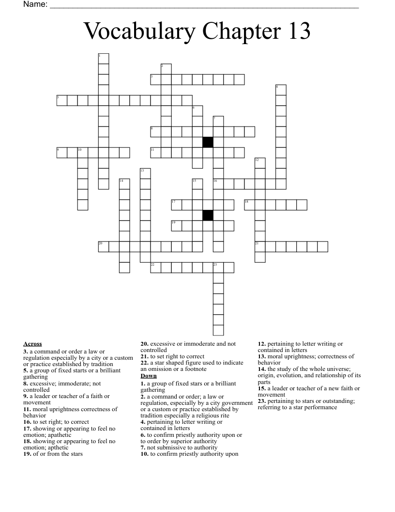 Vocabulary Chapter 13 Crossword