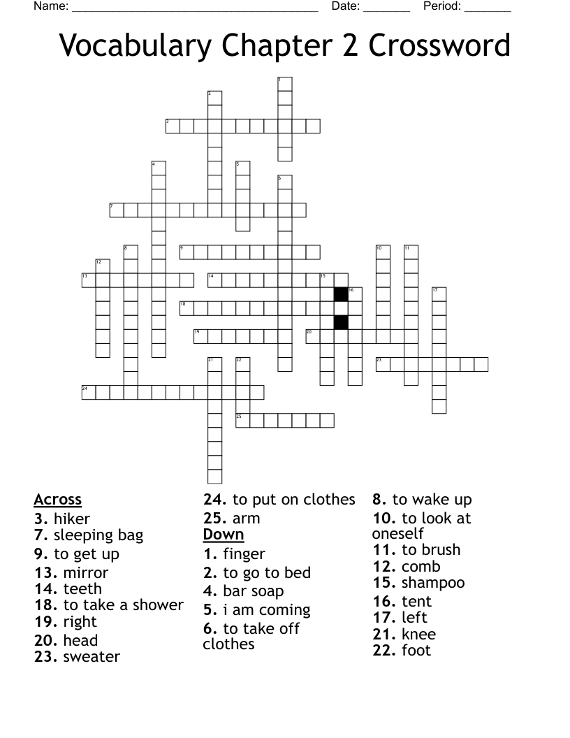 Vocabulary Chapter 2 Crossword