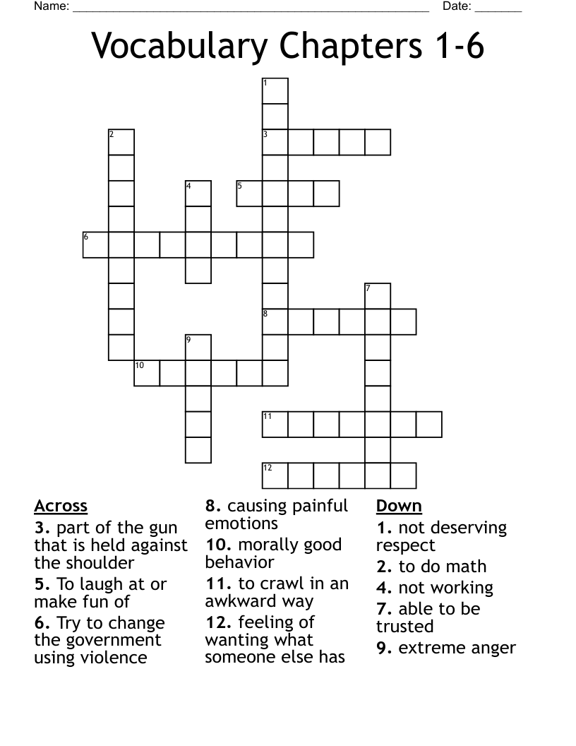 Vocabulary Chapters 1-6 Crossword