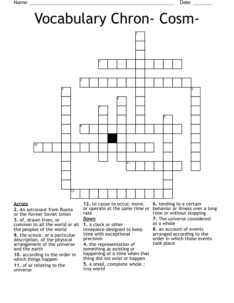 Vocabulary Chron- Cosm- Crossword
