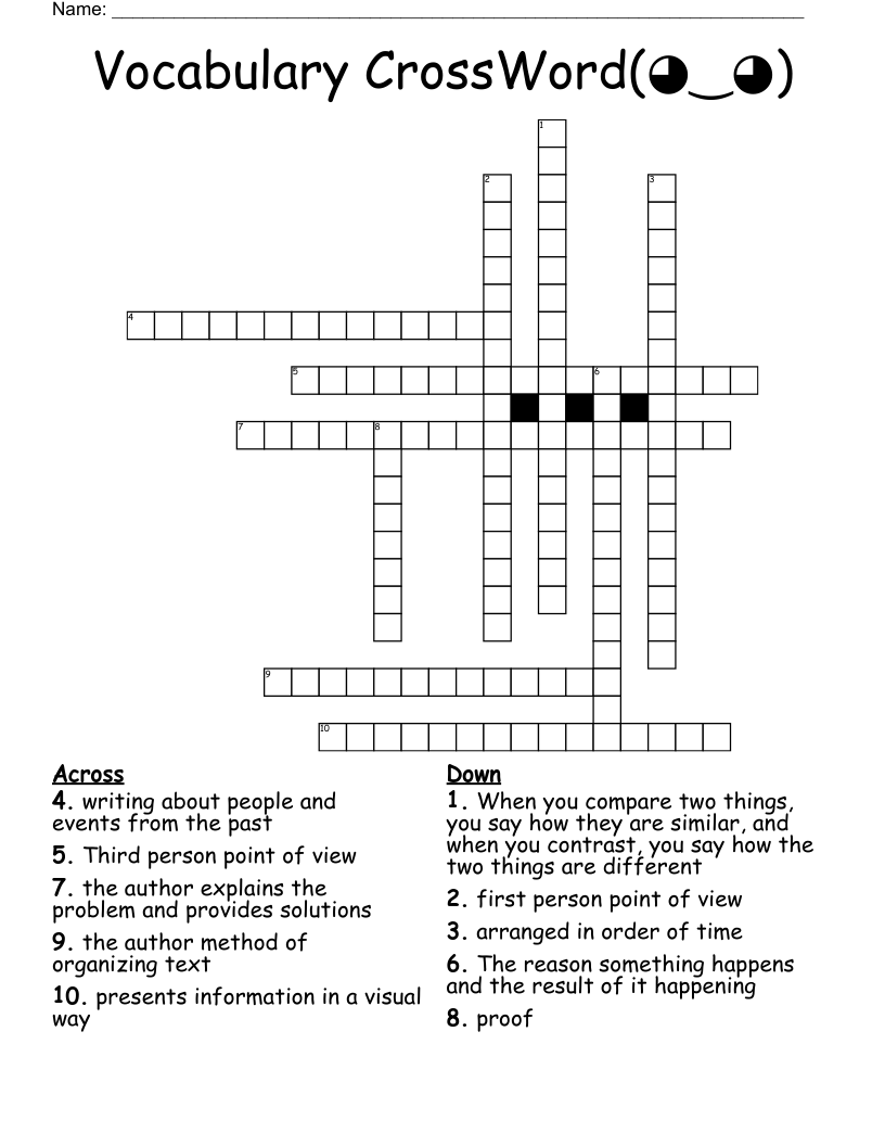 Vocabulary CrossWord(◕‿◕)