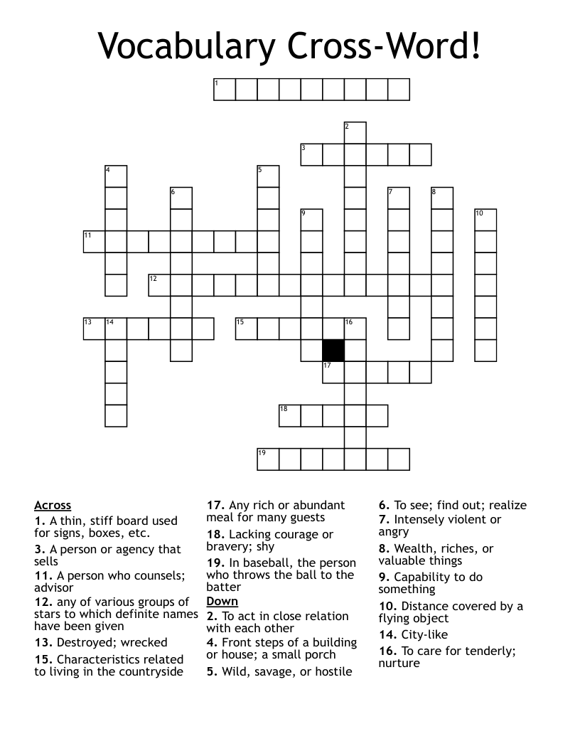 Vocabulary Cross-Word! Crossword