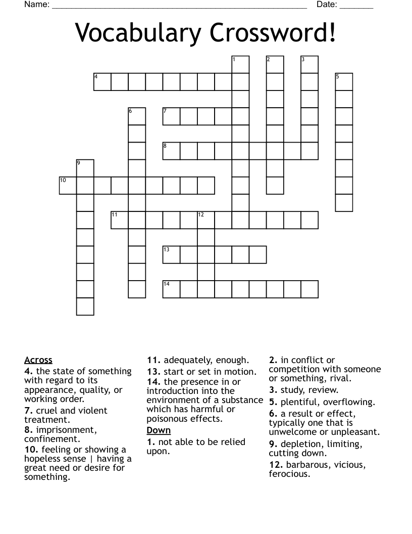 Vocabulary Crossword!