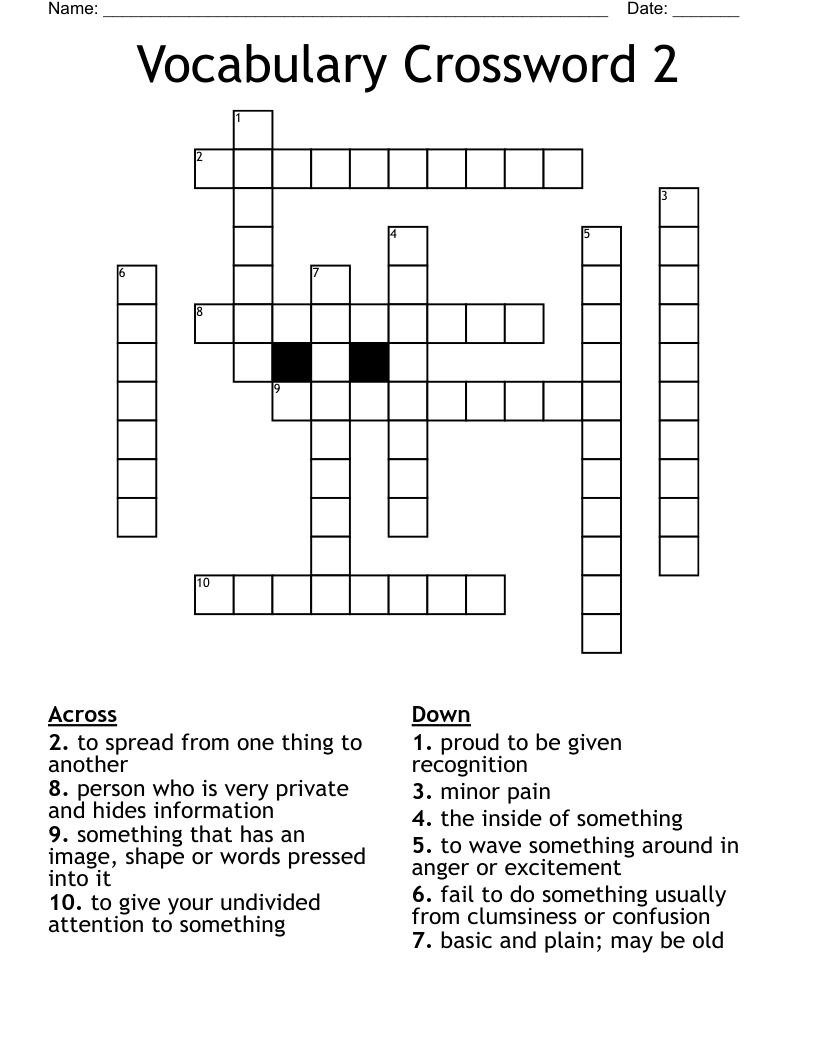 Vocabulary Crossword 2