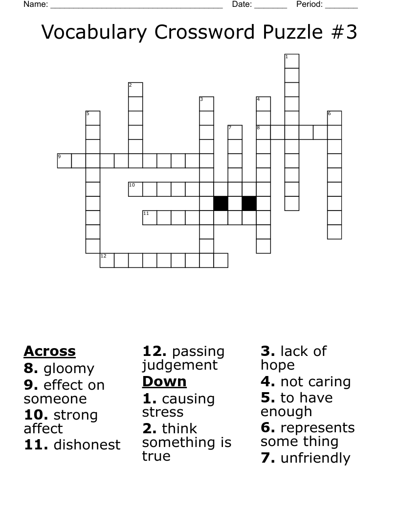 Vocabulary Crossword Puzzle #3