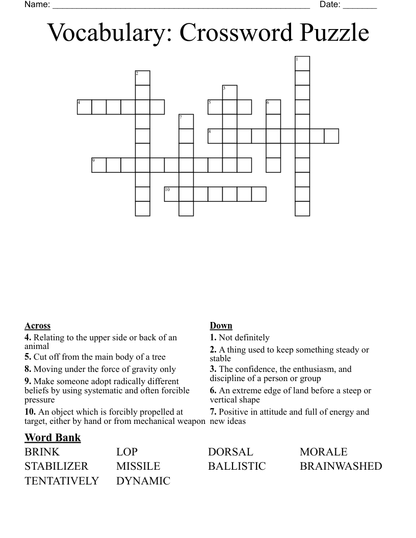 Vocabulary: Crossword Puzzle