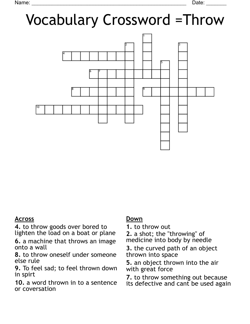 Vocabulary Crossword =Throw