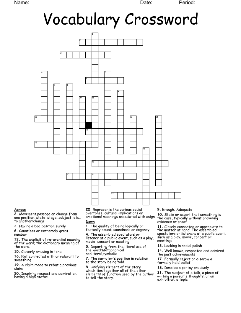 Vocabulary Crossword 