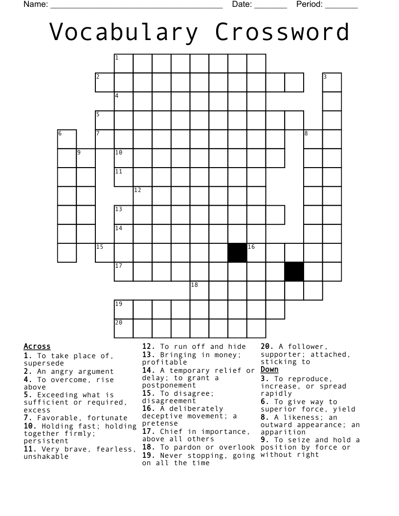 Vocabulary Crossword 