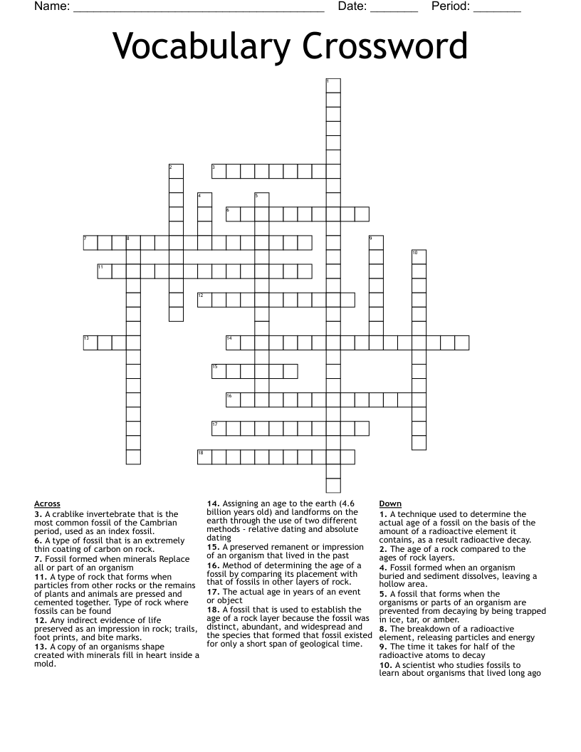Vocabulary Crossword 