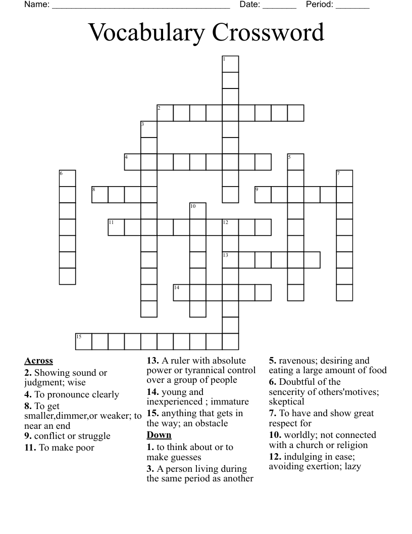 Vocabulary Crossword 