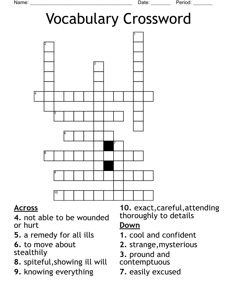 Vocabulary Crossword 