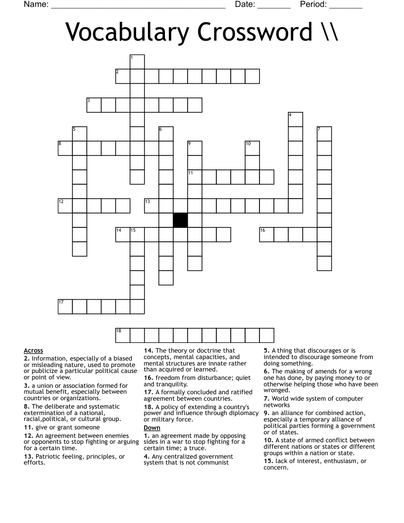 Vocabulary Crossword \\