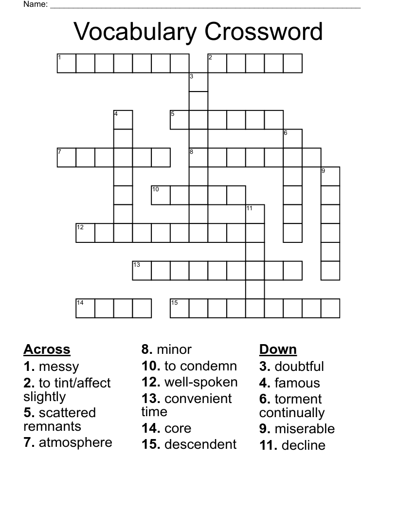 Vocabulary Crossword 