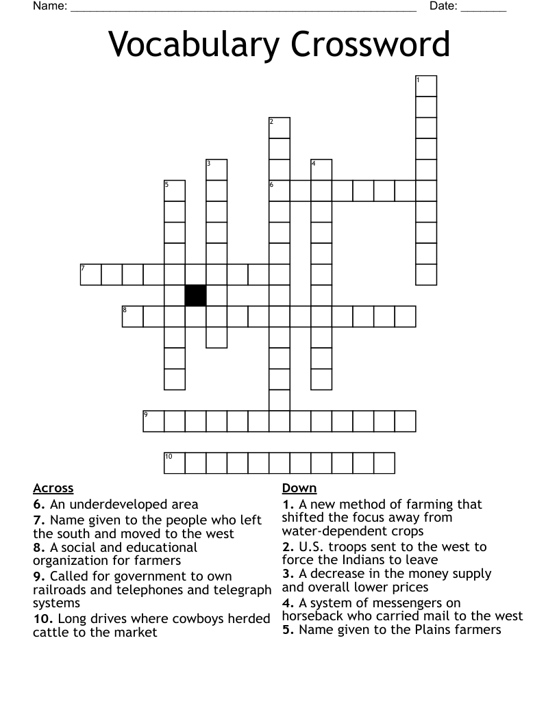 Vocabulary Crossword 