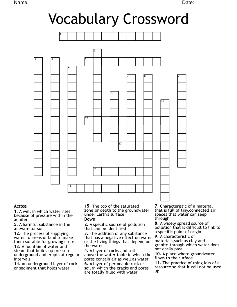 Vocabulary Crossword           