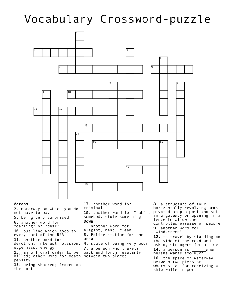 Vocabulary Crossword-puzzle